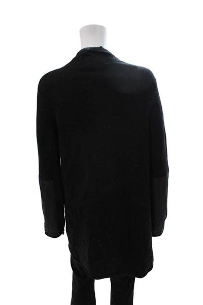 Max & Moi Women Overcoat Black Merino Cashmere Mock Neck Long Sleeve Size 42