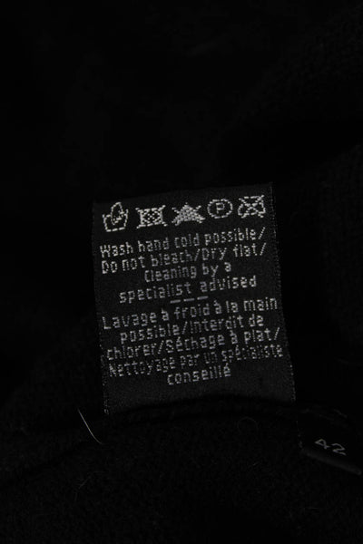Max & Moi Women Overcoat Black Merino Cashmere Mock Neck Long Sleeve Size 42