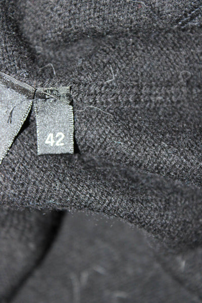Max & Moi Women Overcoat Black Merino Cashmere Mock Neck Long Sleeve Size 42