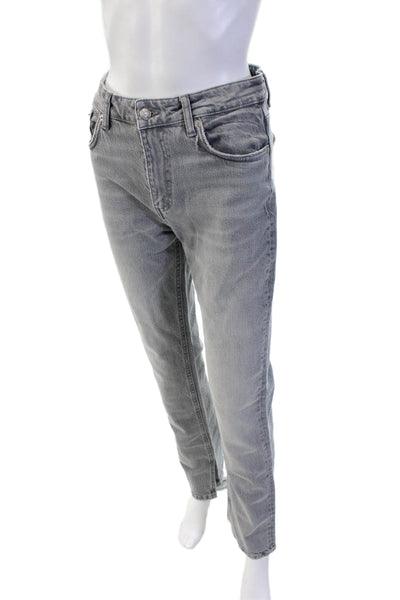 Zara Unisex High Waist Ankle Straight Gray Jeans Size 26