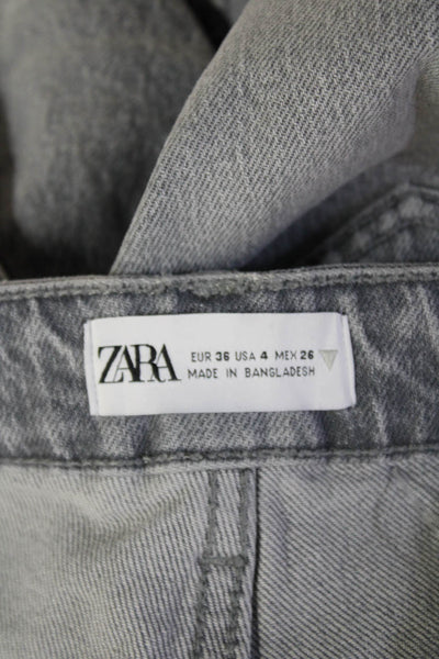 Zara Unisex High Waist Ankle Straight Gray Jeans Size 26
