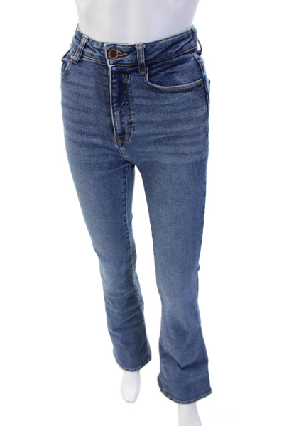 Zara Womens Bootcut Flare High Waist Blue 100% Cotton Jeans Size 23