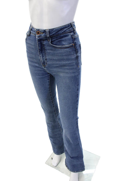 Zara Womens Bootcut Flare High Waist Blue 100% Cotton Jeans Size 23