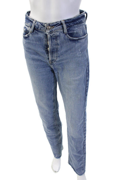 Zara Unisex 90s Straight Jeans High Waist Blue 31in Inseam Size 26