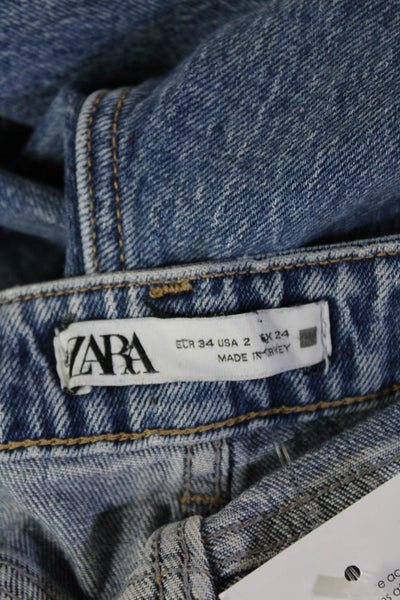Zara Unisex 90s Straight Jeans High Waist Blue 31in Inseam Size 26