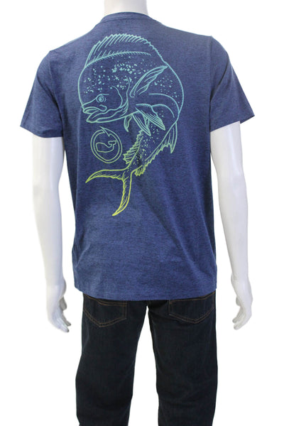 Vineyard Vines Men Dark Blue Fish Graphic T-Shirt Size S