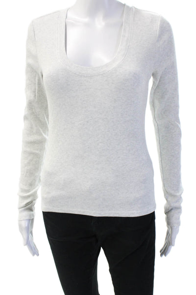 Z Supply Womens Gray Cotton Spandex Long Sleeve Basic T-Shirt Size M
