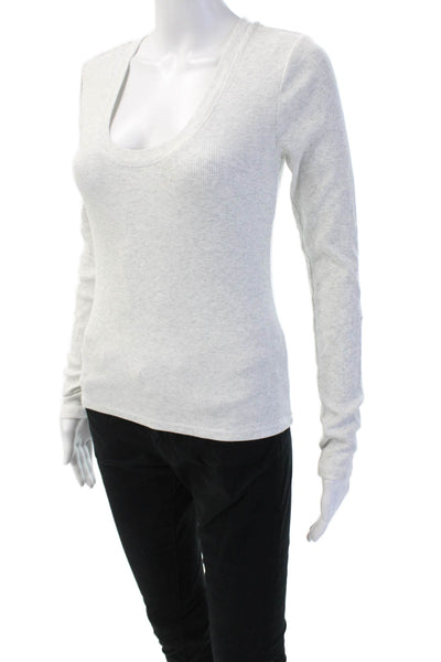 Z Supply Womens Gray Cotton Spandex Long Sleeve Basic T-Shirt Size M