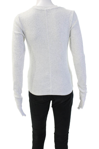 Z Supply Womens Gray Cotton Spandex Long Sleeve Basic T-Shirt Size M
