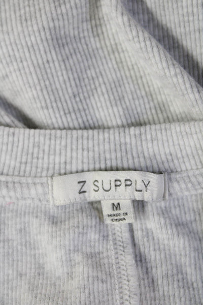 Z Supply Womens Gray Cotton Spandex Long Sleeve Basic T-Shirt Size M