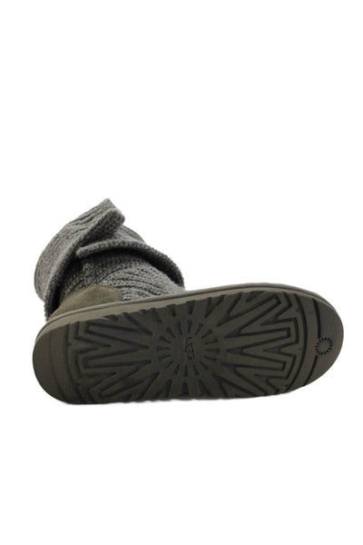 Ugg Womens Cardy Sweater Knit Button Ankle Boots Grey Size 4