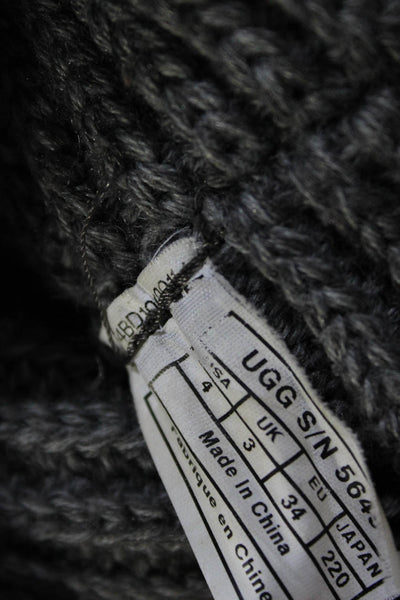 Ugg Womens Cardy Sweater Knit Button Ankle Boots Grey Size 4