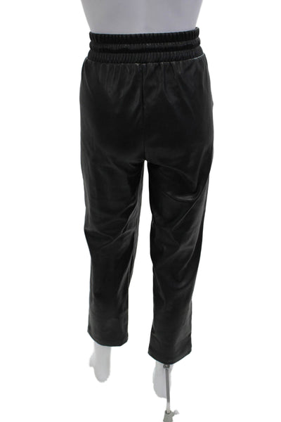Loft Women Cropped Jogger Pants Black Polyester Drawstring Biker Size S
