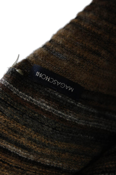 Magaschoni Unisex Cardigan Striped Brown Wool Blend Size S