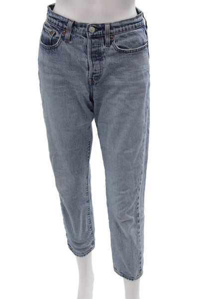 Levis Women Mom Cropped High Rise Light Blue Jeans Size 26