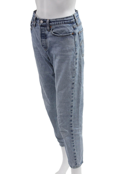 Levis Women Mom Cropped High Rise Light Blue Jeans Size 26