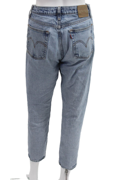 Levis Women Mom Cropped High Rise Light Blue Jeans Size 26
