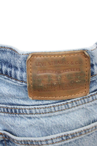 Levis Women Cropped Ankle Mom Jeans Light Blue High Rise Button Size 26