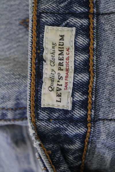 Levis Women Cropped Ankle Mom Jeans Light Blue High Rise Button Size 26