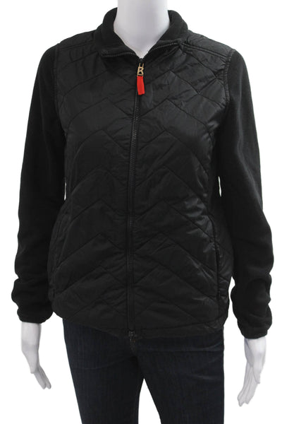 Fire + Ice Womens Quilted Windbreaker Jacket Black Zip Long Sleeve Size S