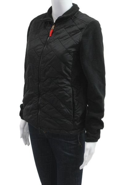 Fire + Ice Womens Quilted Windbreaker Jacket Black Zip Long Sleeve Size S