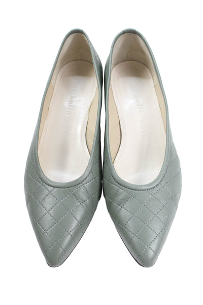 Yuni Buffa Womens Pointed Toe Slip Block Heels Sage Green Size EUR 37