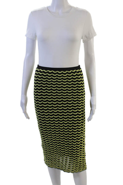 Zara Knit Womens Straight Pencil Black Long Skirt Geometric Polyester Size S