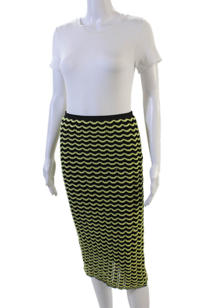 Zara Knit Womens Straight Pencil Black Long Skirt Geometric Polyester Size S
