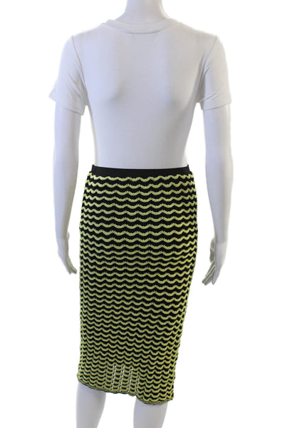 Zara Knit Womens Straight Pencil Black Long Skirt Geometric Polyester Size S
