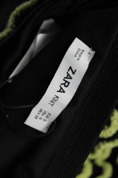 Zara Knit Womens Straight Pencil Black Long Skirt Geometric Polyester Size S
