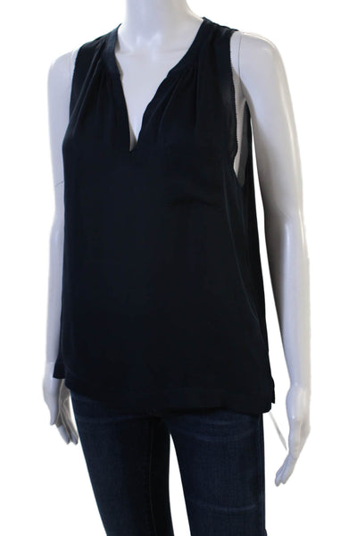 Vince Women Basic Tank Dark Blue V Neck Designer Size S