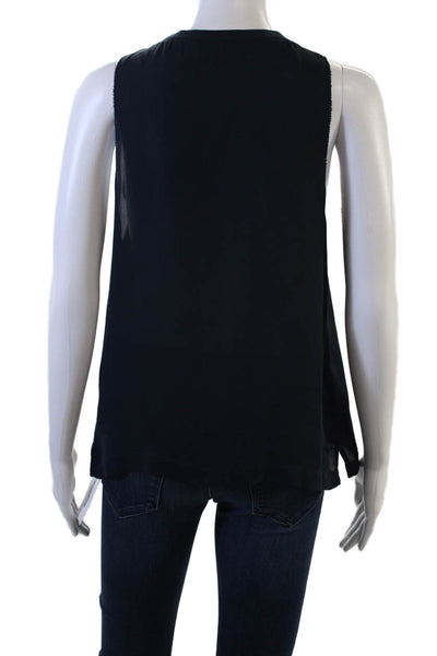 Vince Women Basic Tank Dark Blue V Neck Designer Size S