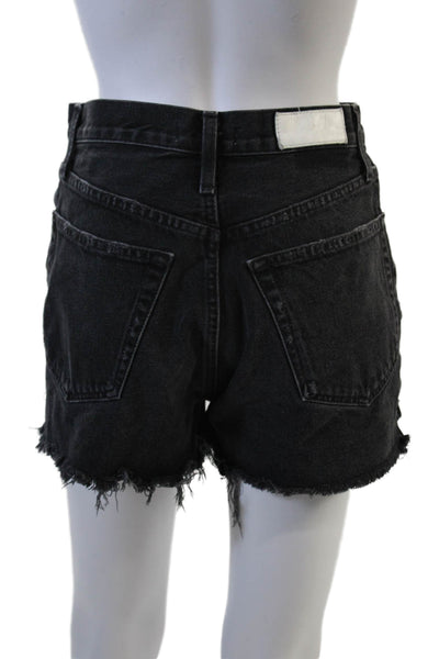Re/Done Unisex Black Cotton Solid Shorts Size 26