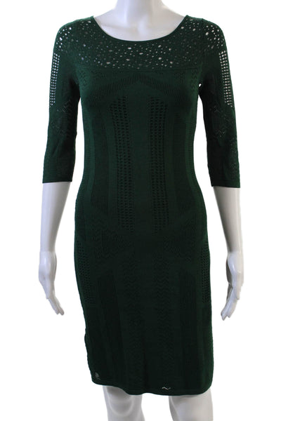 Catherine Malandrino Womens Bodycon Sweater Dress Green Petite Size S