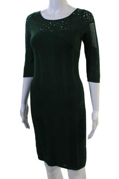 Catherine Malandrino Womens Bodycon Sweater Dress Green Petite Size S
