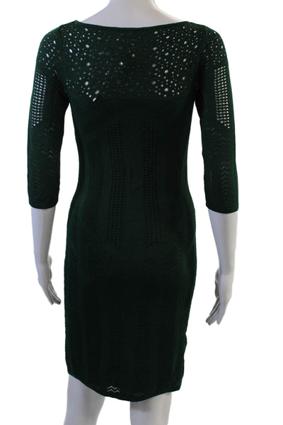 Catherine Malandrino Womens Bodycon Sweater Dress Green Petite Size S