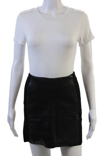 Maje Womens Mini Pencil Lamb Leather Skirt Black Size S
