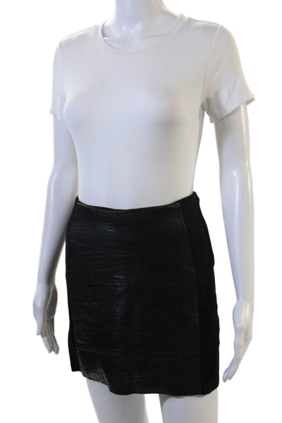 Maje Womens Mini Pencil Lamb Leather Skirt Black Size S