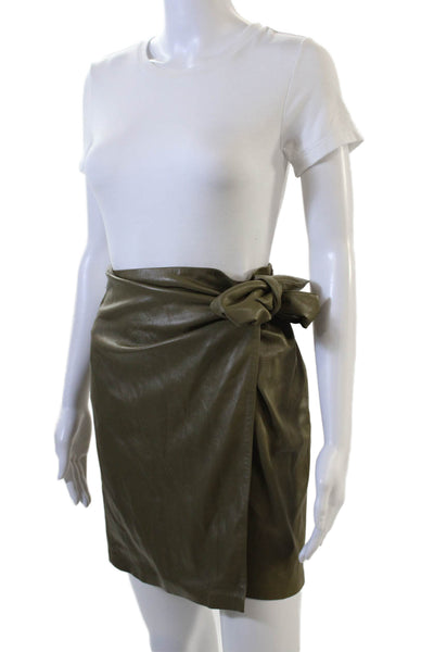 Nanushka Womens Wrap Mini Skirt Green Size S