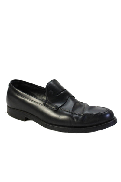 Tods Mens Leather Slide On Dress Shoe Loafers Black Size 10.5