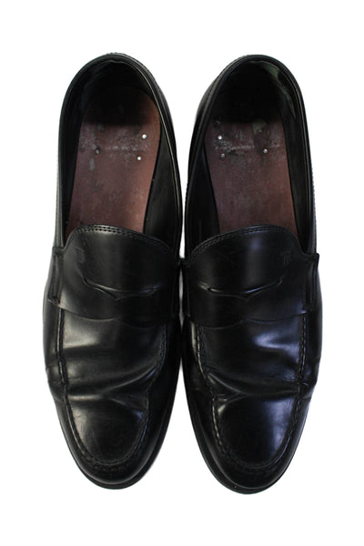 Tods Mens Leather Slide On Dress Shoe Loafers Black Size 10.5