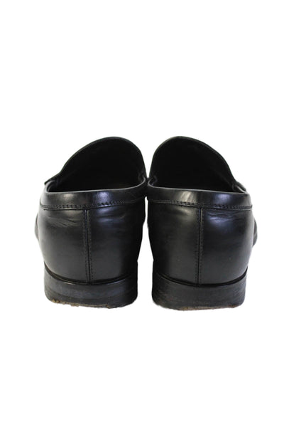 Tods Mens Leather Slide On Dress Shoe Loafers Black Size 10.5