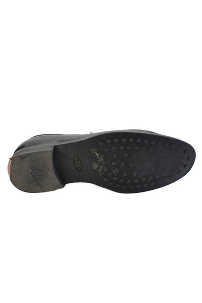 Tods Mens Leather Slide On Dress Shoe Loafers Black Size 10.5