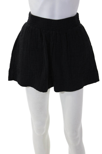 Nation LTD Unisex Black Cotton Solid Beach Shorts Size XS