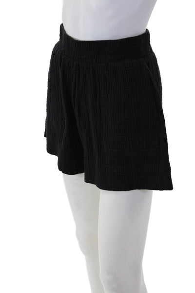 Nation LTD Unisex Black Cotton Solid Beach Shorts Size XS