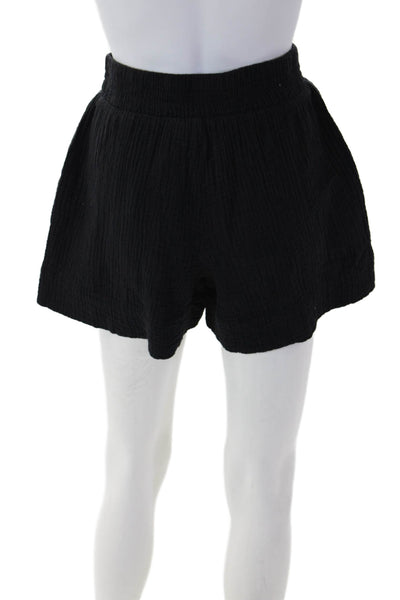Nation LTD Unisex Black Cotton Solid Beach Shorts Size XS