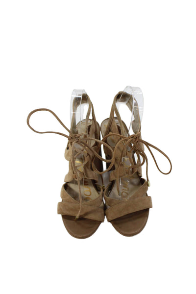 Sam Edelman Womens Suede Strappy Block Heels Sandals Shoes Brown Size 6.5