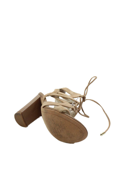 Sam Edelman Womens Suede Strappy Block Heels Sandals Shoes Brown Size 6.5