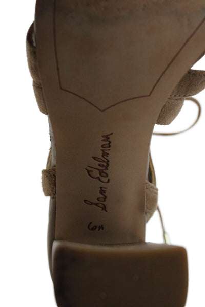 Sam Edelman Womens Suede Strappy Block Heels Sandals Shoes Brown Size 6.5