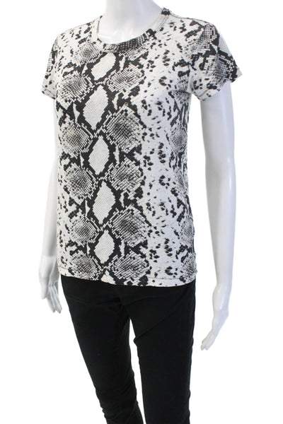 Rag & Bone Women Basic Jersey Animal Print Crew Neck Pima Cotton Tshirt Size XS
